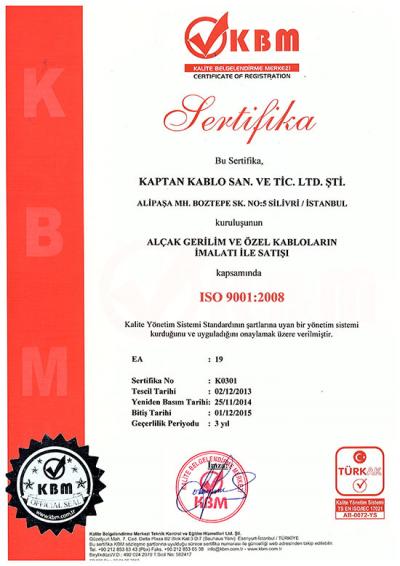 ISO-9001-2008 Kalite Belgesi